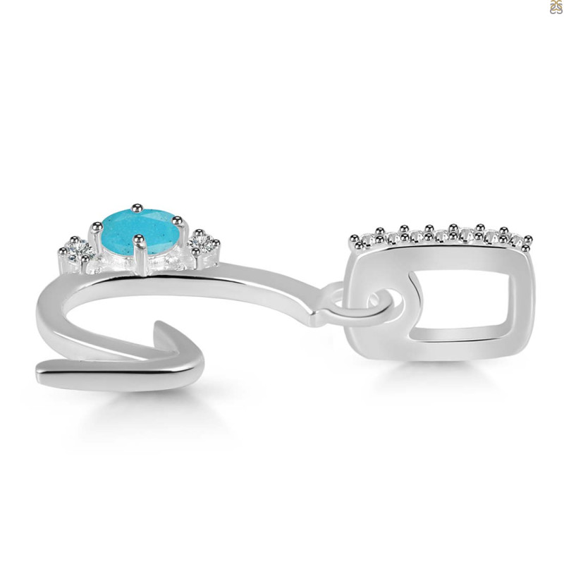 Turquoise & White Topaz Alphabet G Pendant TRQ-RDA-33.