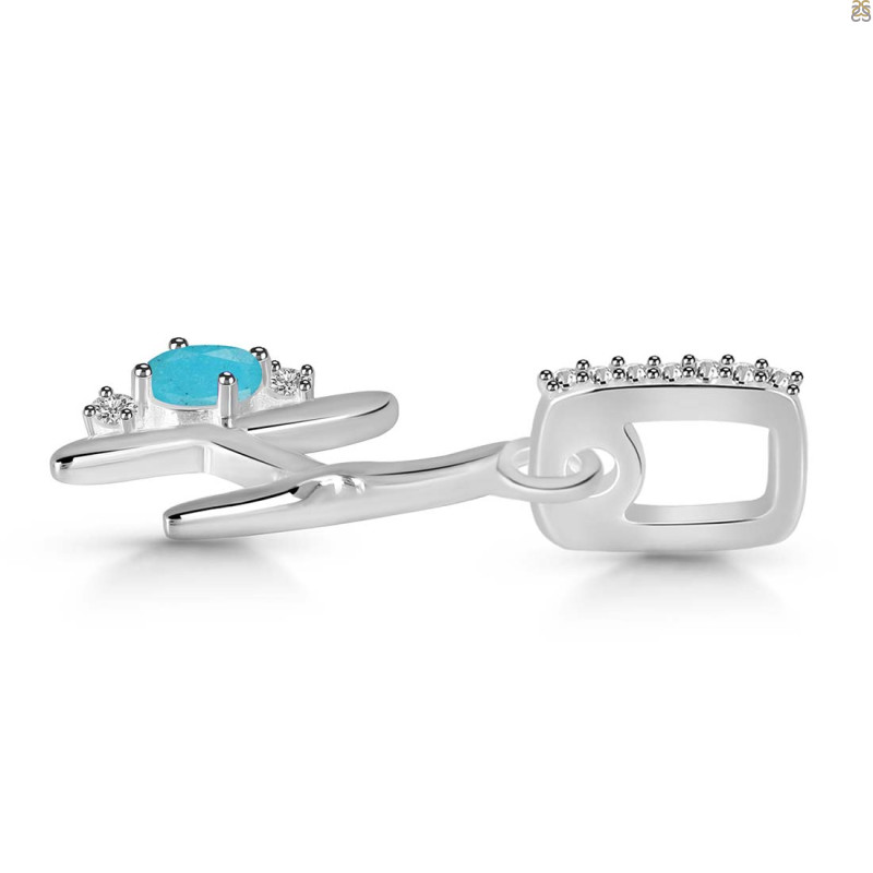 Turquoise & White Topaz Alphabet H Pendant
