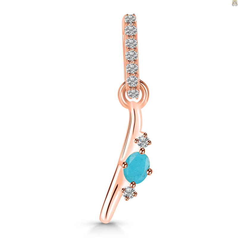 Turquoise & White Topaz Alphabet I Pendant TRQ-RDA-35.
