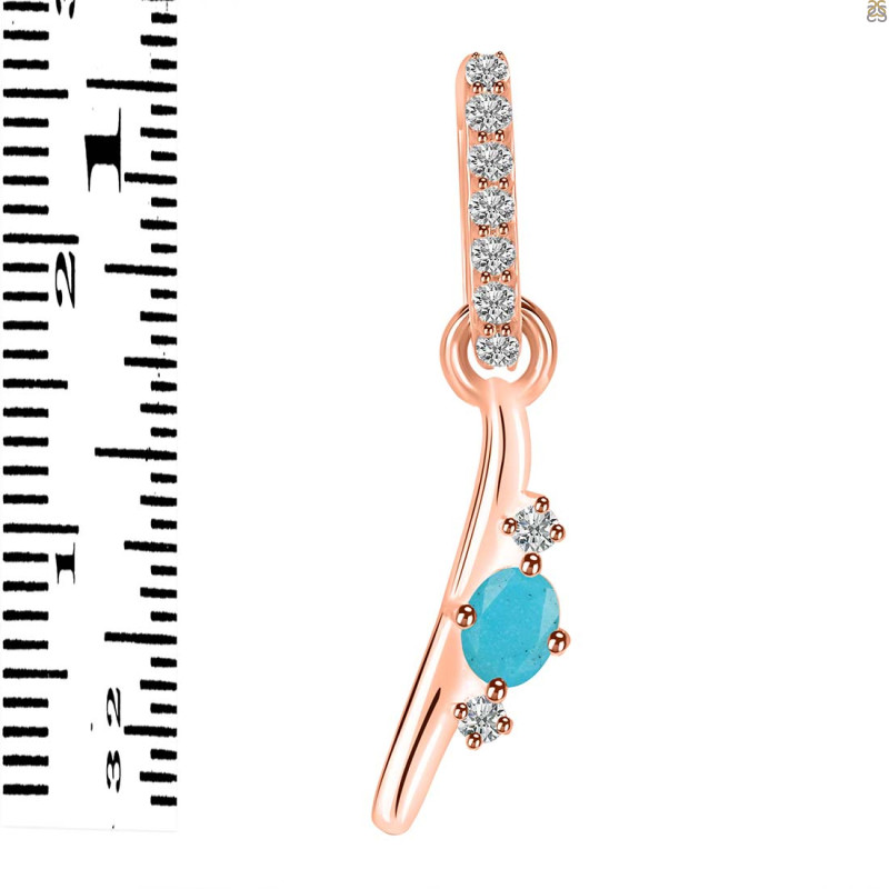 Turquoise & White Topaz Alphabet I Pendant TRQ-RDA-35.