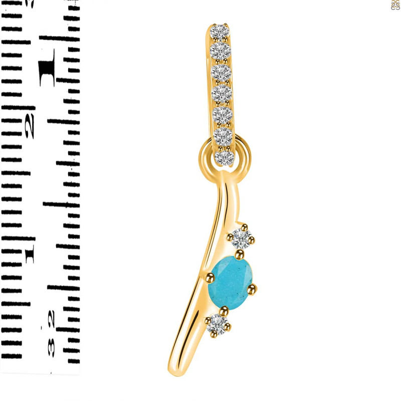 Turquoise & White Topaz Alphabet I Pendant TRQ-RDA-35.