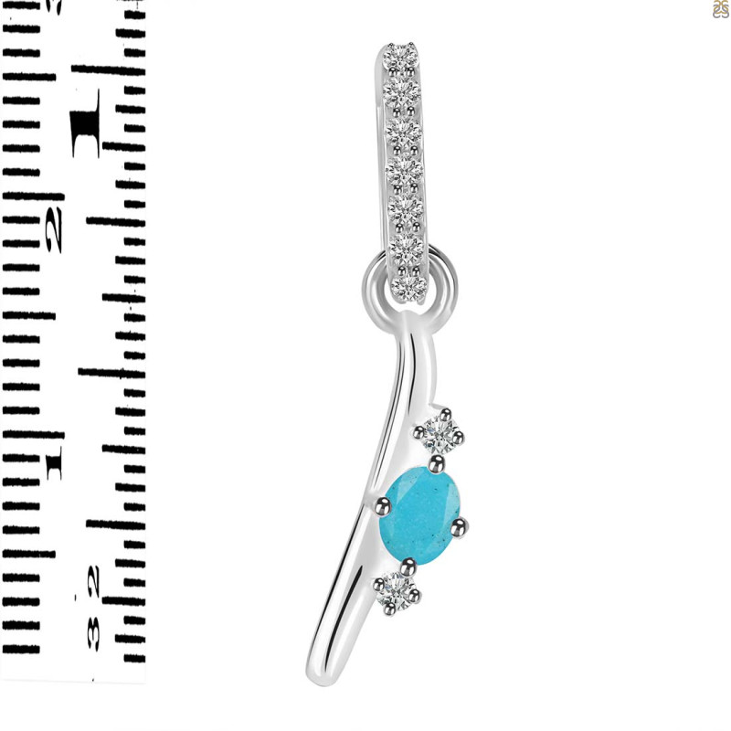 Turquoise & White Topaz Alphabet I Pendant TRQ-RDA-35.