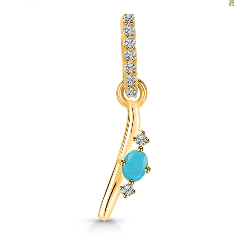Turquoise & White Topaz Alphabet I Pendant TRQ-RDA-35.
