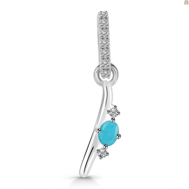 Turquoise & White Topaz Alphabet I Pendant TRQ-RDA-35.