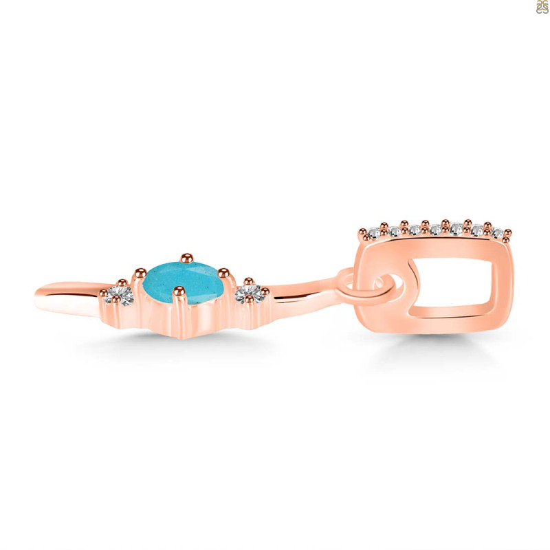 Turquoise & White Topaz Alphabet I Pendant TRQ-RDA-35.