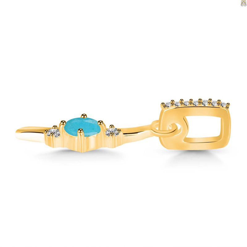 Turquoise & White Topaz Alphabet I Pendant TRQ-RDA-35.