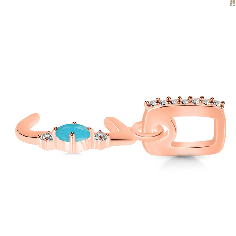 Turquoise & White Topaz Alphabet J Pendant TRQ-RDA-36.