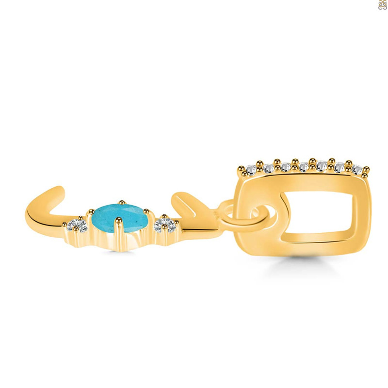Turquoise & White Topaz Alphabet J Pendant TRQ-RDA-36.