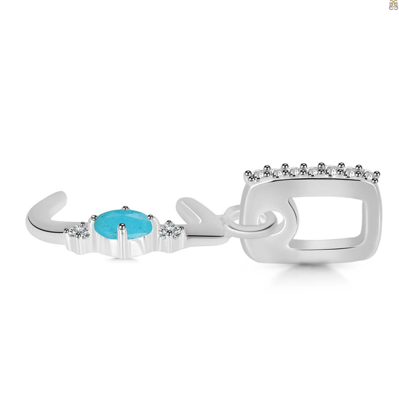 Turquoise & White Topaz Alphabet J Pendant