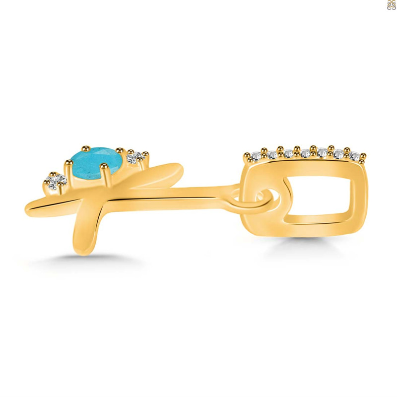 Turquoise & White Topaz Alphabet K Pendant TRQ-RDA-37.