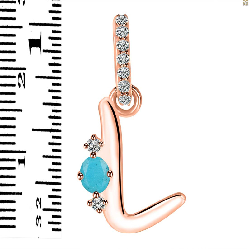Turquoise & White Topaz Alphabet L Pendant TRQ-RDA-38.