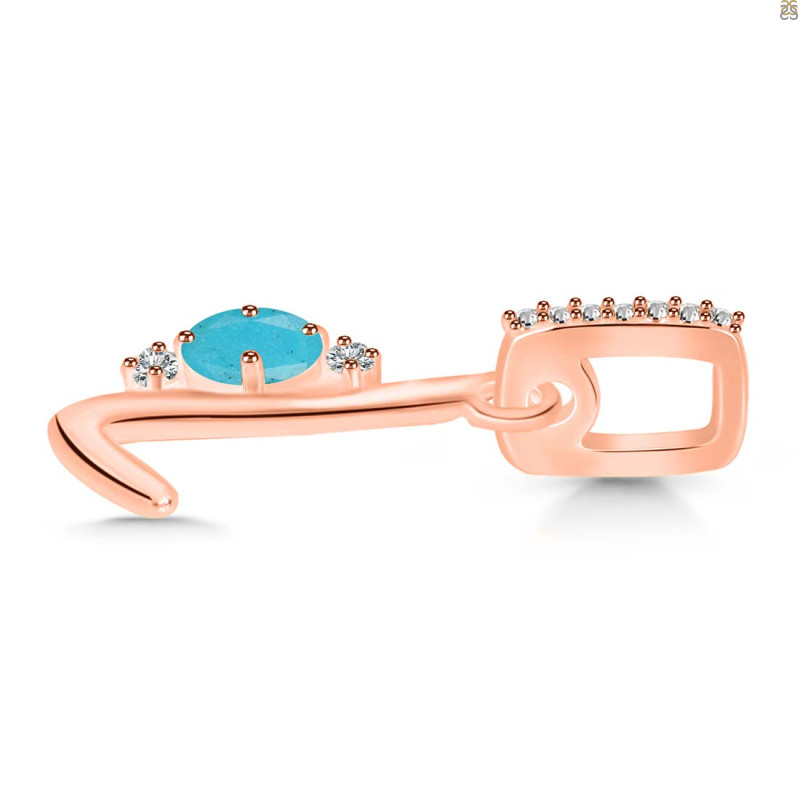 Turquoise & White Topaz Alphabet L Pendant TRQ-RDA-38.