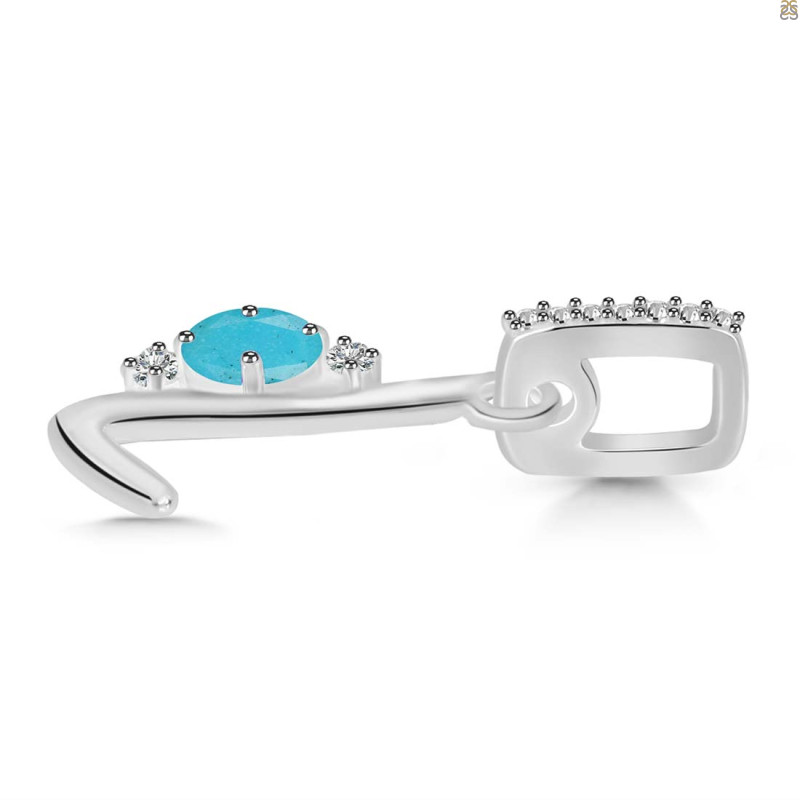 Turquoise & White Topaz Alphabet L Pendant