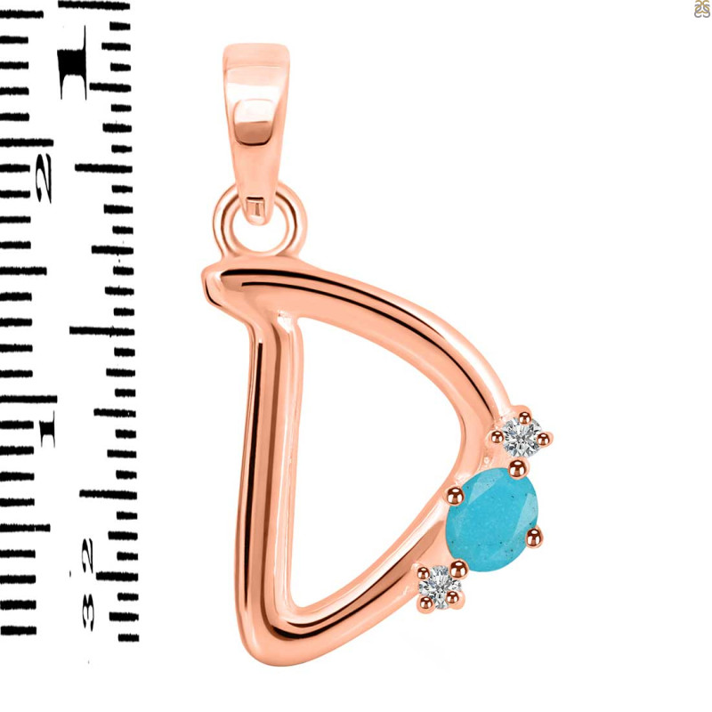 Turquoise & White Topaz Alphabet D Pendant TRQ-RDA-4.