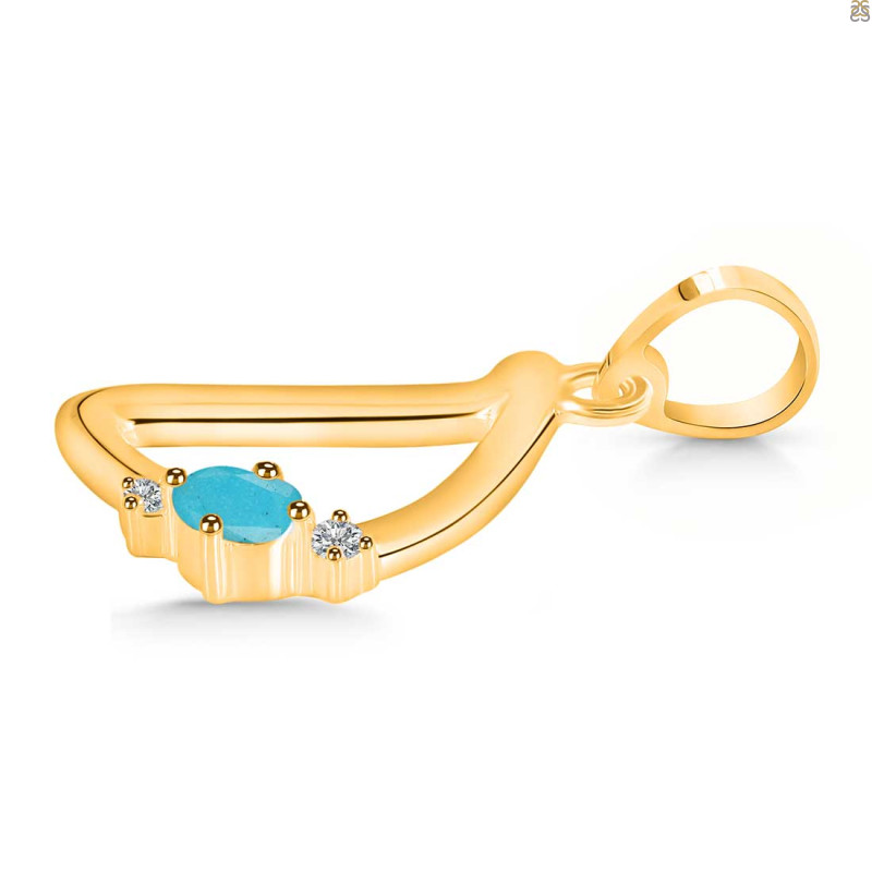 Turquoise & White Topaz Alphabet D Pendant TRQ-RDA-4.