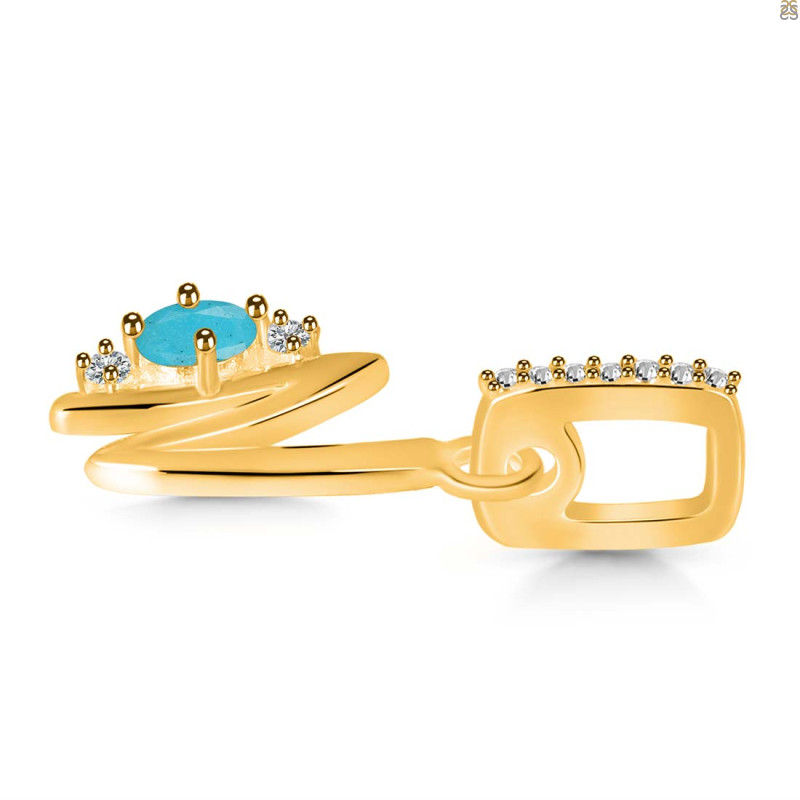 Turquoise & White Topaz Alphabet N Pendant TRQ-RDA-40.
