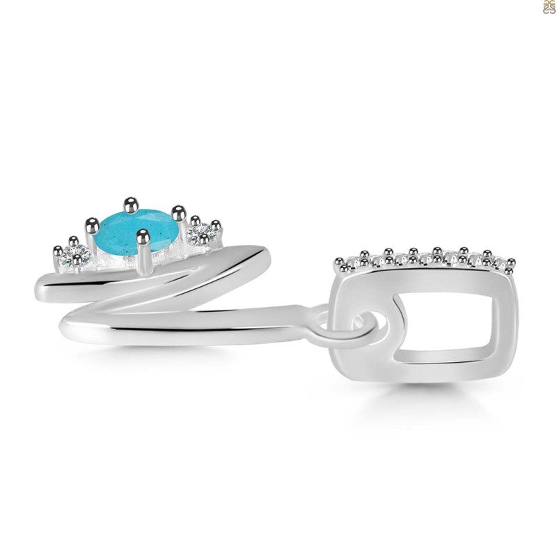 Turquoise & White Topaz Alphabet N Pendant