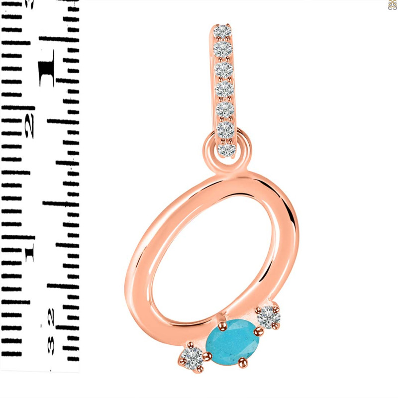 Turquoise & White Topaz Alphabet O Pendant TRQ-RDA-41.