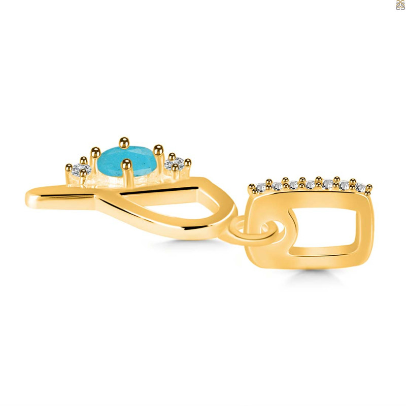 Turquoise & White Topaz Alphabet P Pendant TRQ-RDA-42.