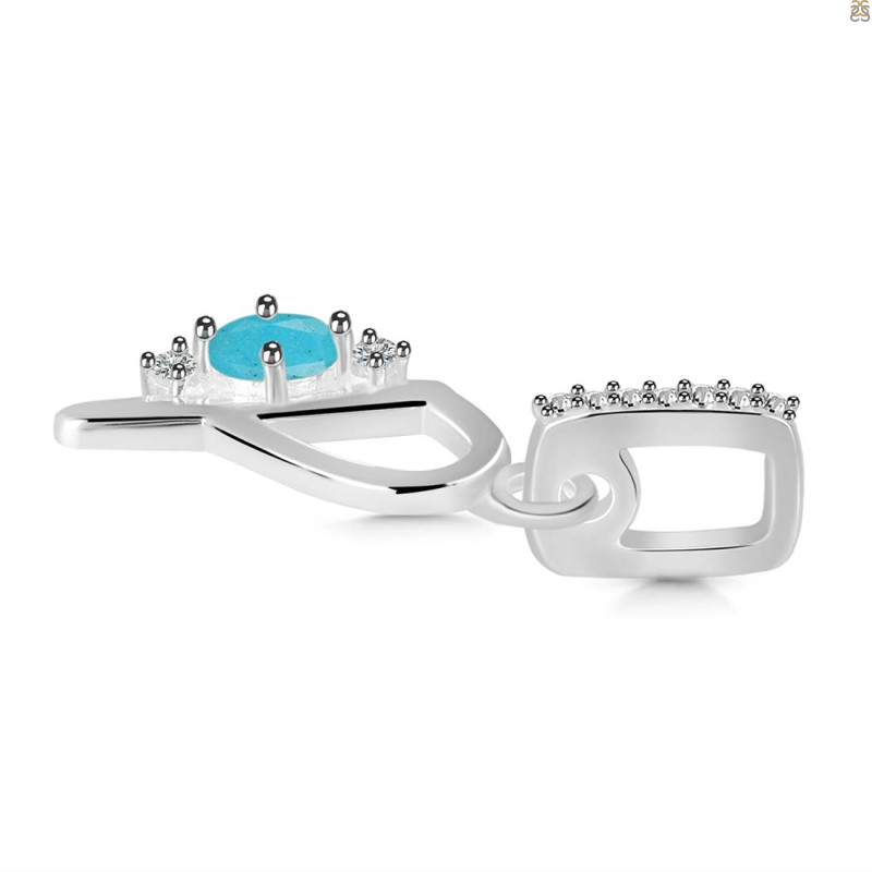 Turquoise & White Topaz Alphabet P Pendant TRQ-RDA-42.