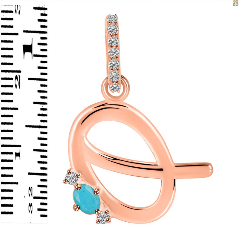 Turquoise & White Topaz Alphabet Q Pendant TRQ-RDA-43.