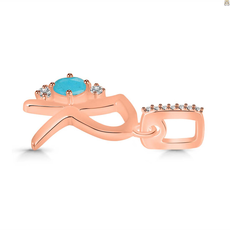 Turquoise & White Topaz Alphabet R Pendant TRQ-RDA-44.