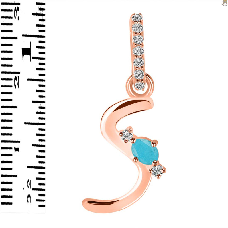 Turquoise & White Topaz Alphabet S Pendant TRQ-RDA-45.