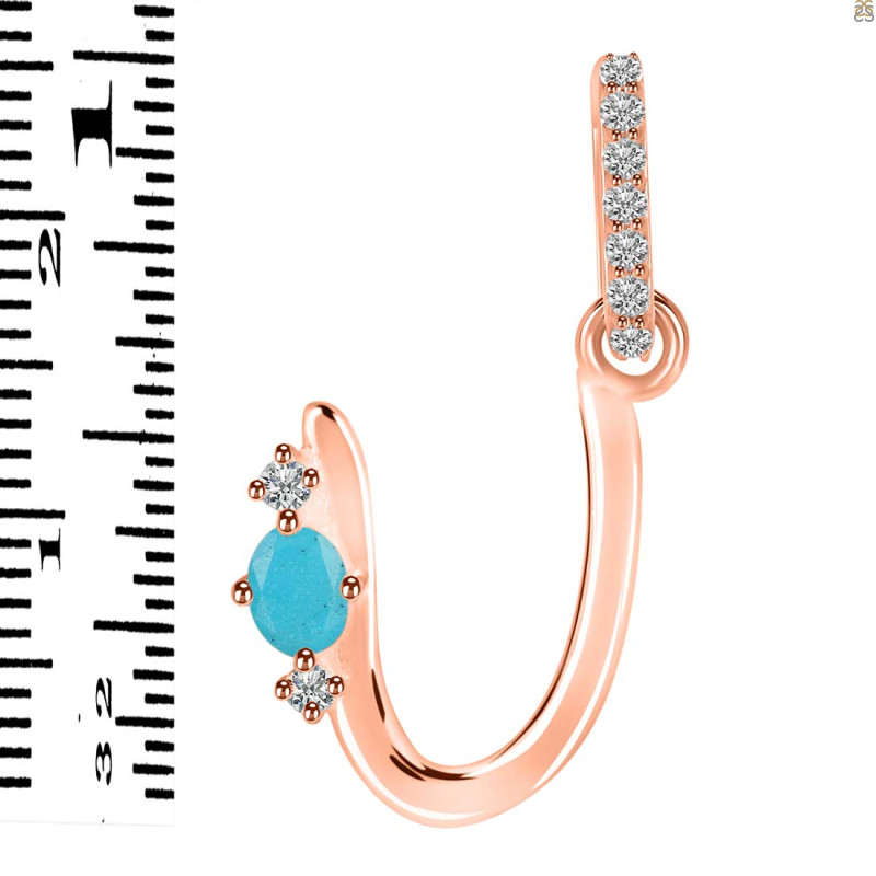 Turquoise & White Topaz Alphabet U Pendant TRQ-RDA-47.