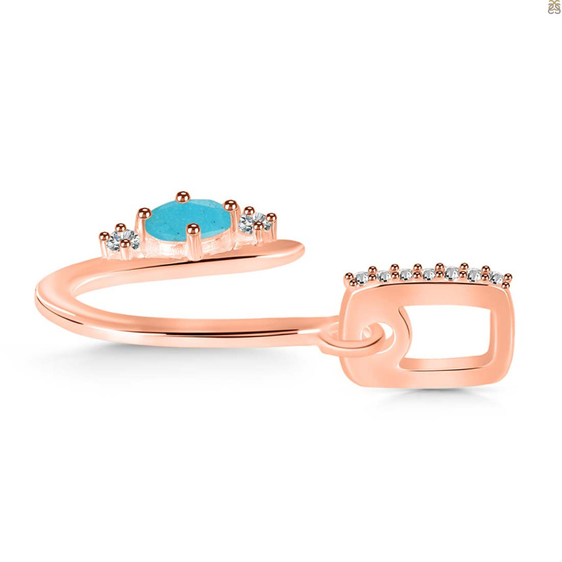 Turquoise & White Topaz Alphabet U Pendant TRQ-RDA-47.