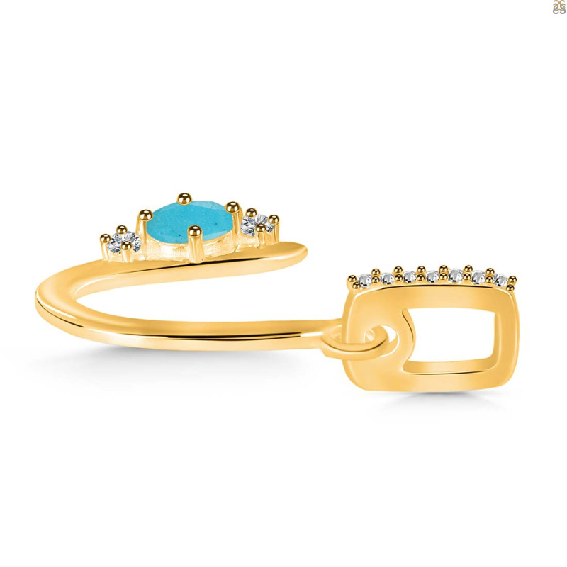 Turquoise & White Topaz Alphabet U Pendant TRQ-RDA-47.