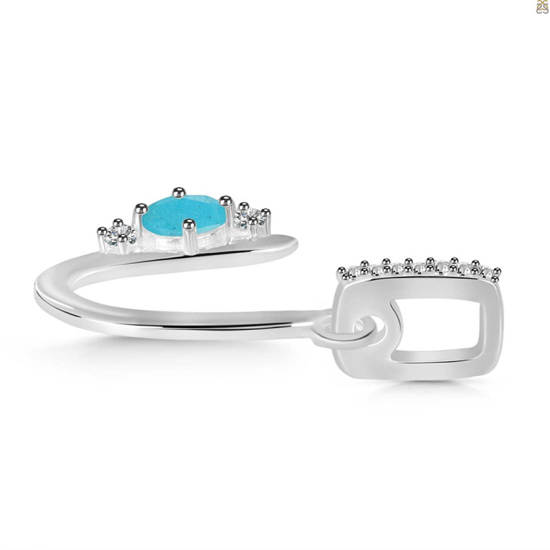 Turquoise & White Topaz Alphabet U Pendant