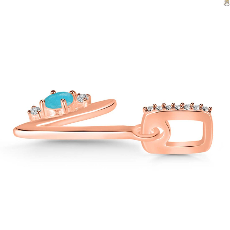 Turquoise & White Topaz Alphabet V Pendant TRQ-RDA-48.