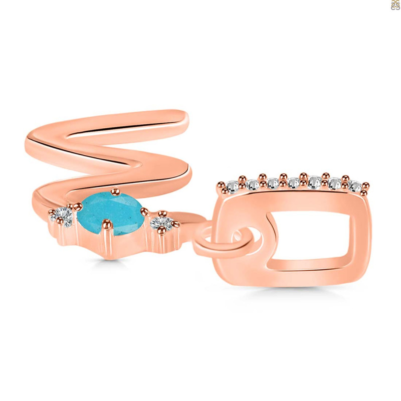 Turquoise & White Topaz Alphabet W Pendant TRQ-RDA-49.