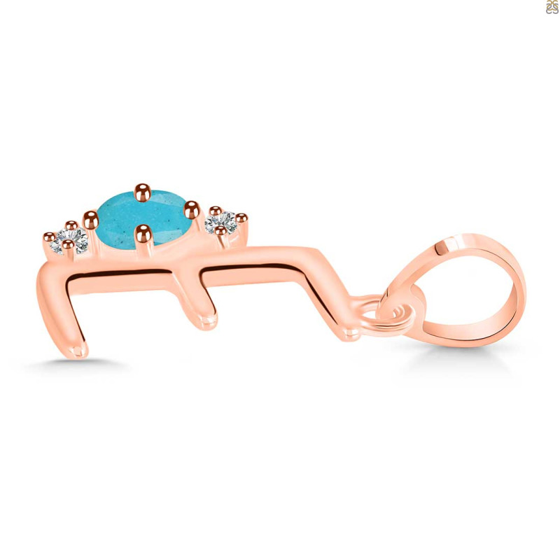 Turquoise & White Topaz Alphabet E Pendant TRQ-RDA-5.