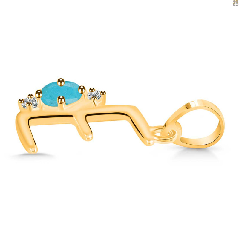 Turquoise & White Topaz Alphabet E Pendant TRQ-RDA-5.