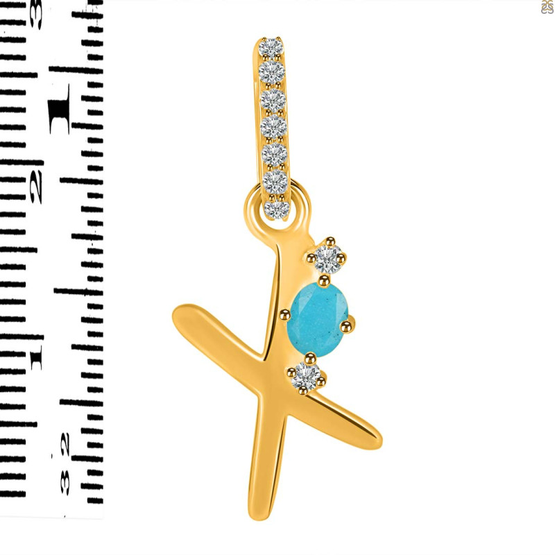 Turquoise & White Topaz Alphabet X Pendant TRQ-RDA-50.