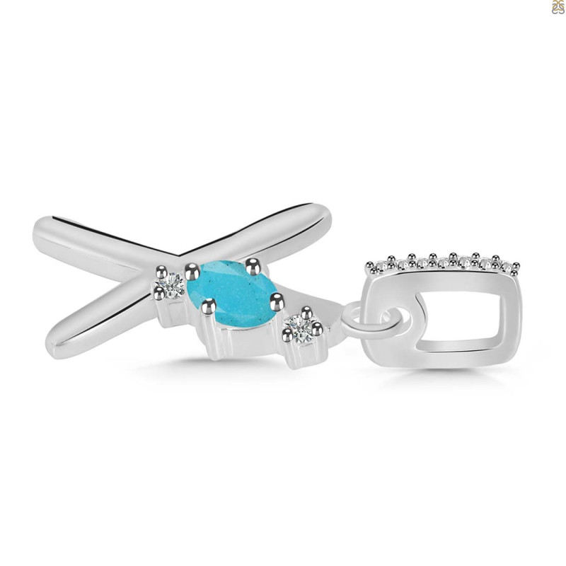 Turquoise & White Topaz Alphabet X Pendant