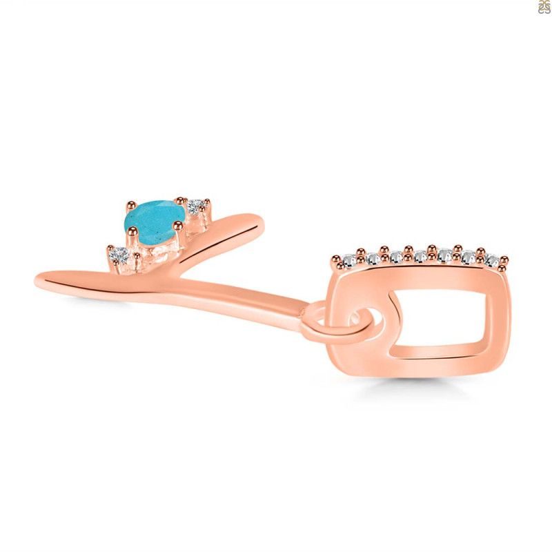 Turquoise & White Topaz Alphabet Y Pendant TRQ-RDA-51.