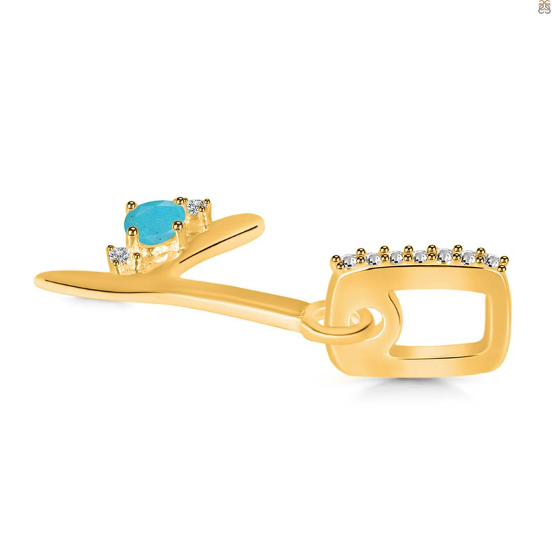 Turquoise & White Topaz Alphabet Y Pendant TRQ-RDA-51.