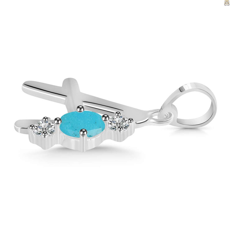 Turquoise & White Topaz Alphabet A Pendant