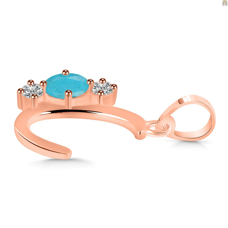 Turquoise & White Topaz Alphabet C Pendant TRQ-RDA-55.