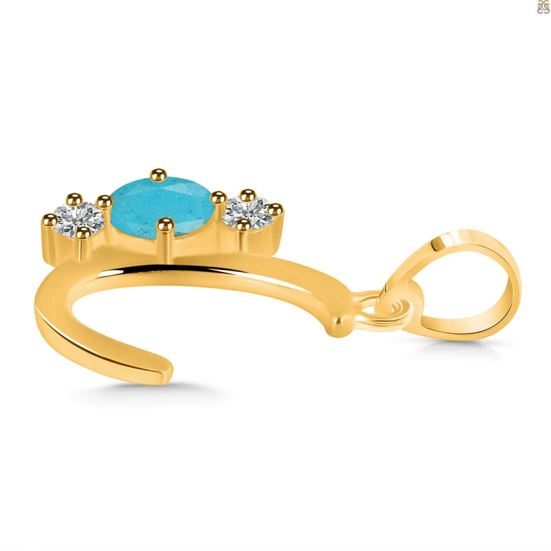 Turquoise & White Topaz Alphabet C Pendant TRQ-RDA-55.