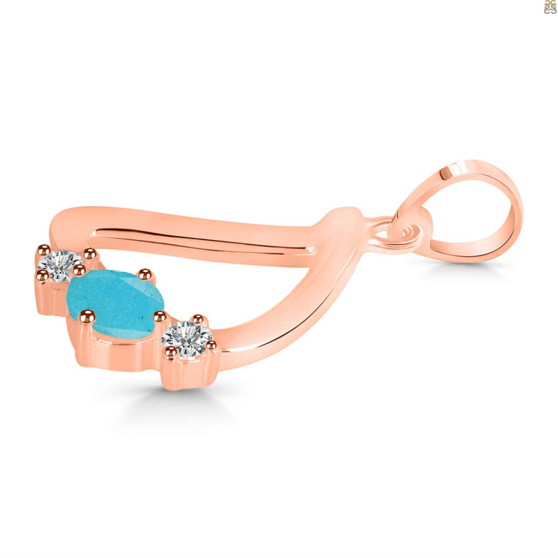 Turquoise & White Topaz Alphabet D Pendant TRQ-RDA-56.
