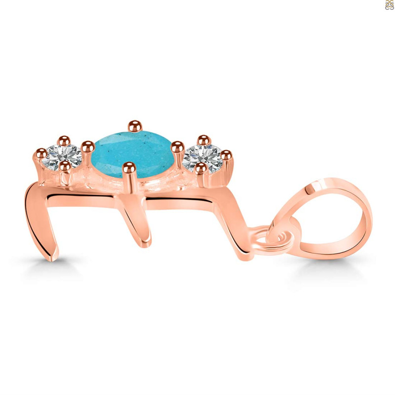 Turquoise & White Topaz Alphabet E Pendant TRQ-RDA-57.