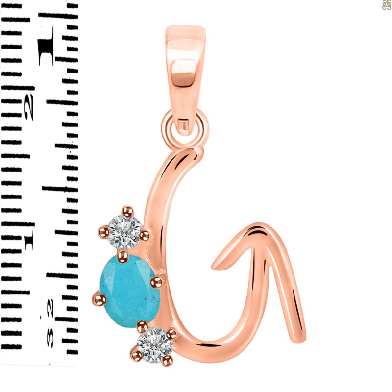 Turquoise & White Topaz Alphabet G Pendant TRQ-RDA-59.