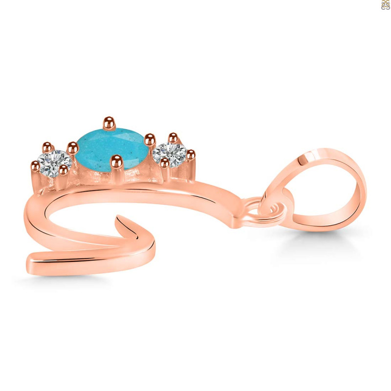 Turquoise & White Topaz Alphabet G Pendant TRQ-RDA-59.
