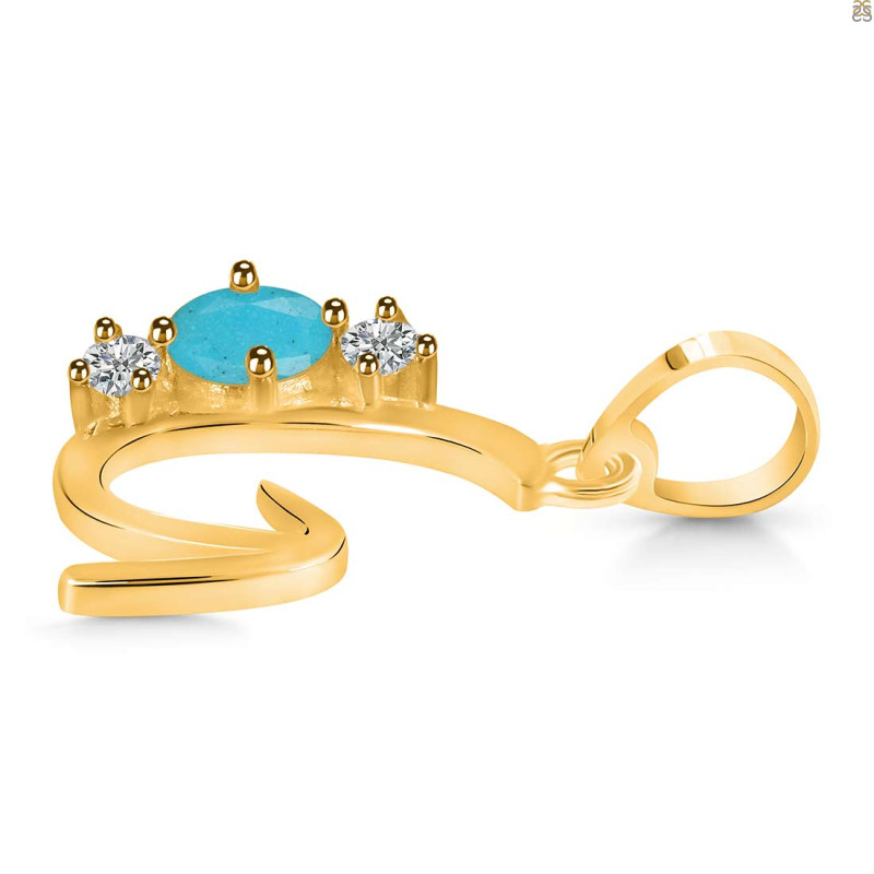 Turquoise & White Topaz Alphabet G Pendant TRQ-RDA-59.