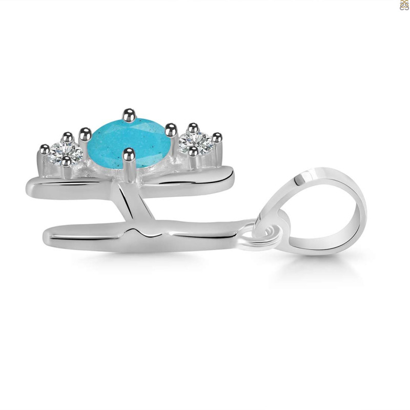 Turquoise & White Topaz Alphabet H Pendant