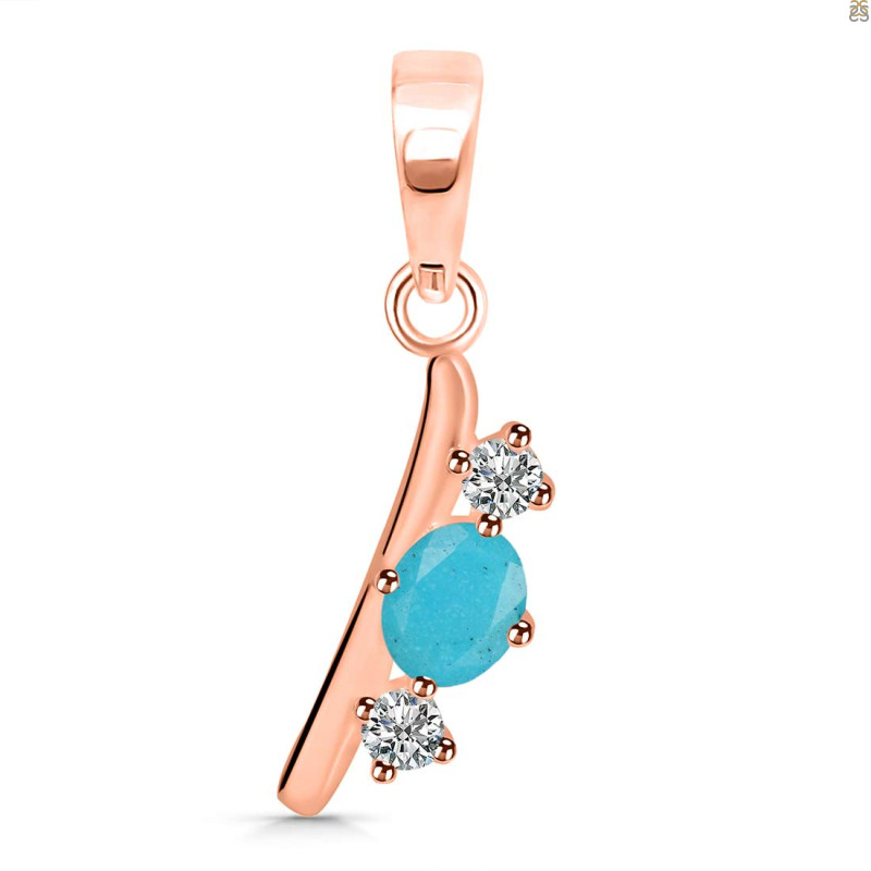 Turquoise & White Topaz Alphabet I Pendant TRQ-RDA-61.