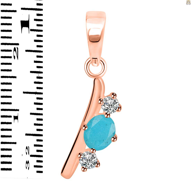 Turquoise & White Topaz Alphabet I Pendant TRQ-RDA-61.